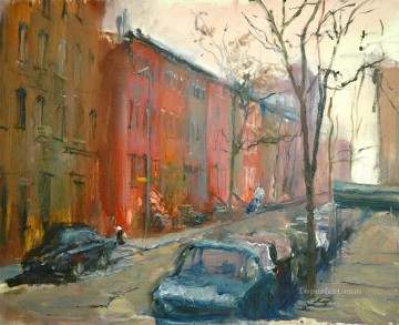 150の主題の芸術作品 Painting - ダウンタウンストリートの街並みの近代的な都市のシーン
